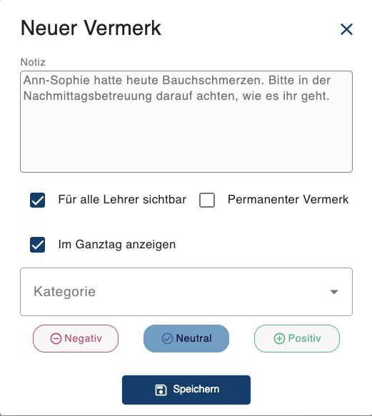 Screenshot: Vermerk im IServ-Klassenbuch hinzufügen